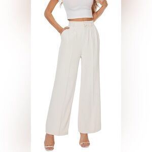 High-Waisted Cream Wide Leg Trousers | M | NWT